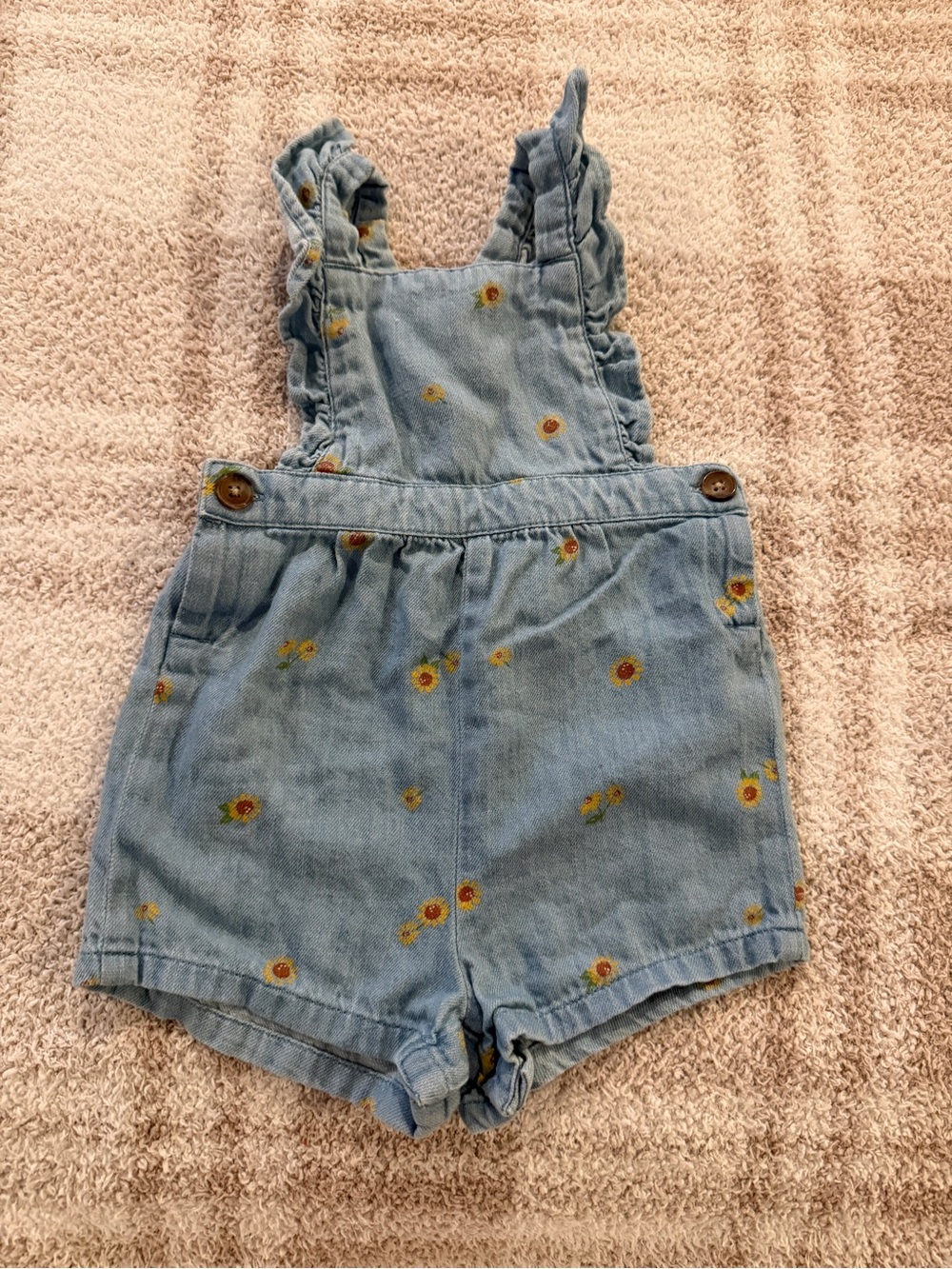 Old Navy Light Blue Denim Short Floral Overalls